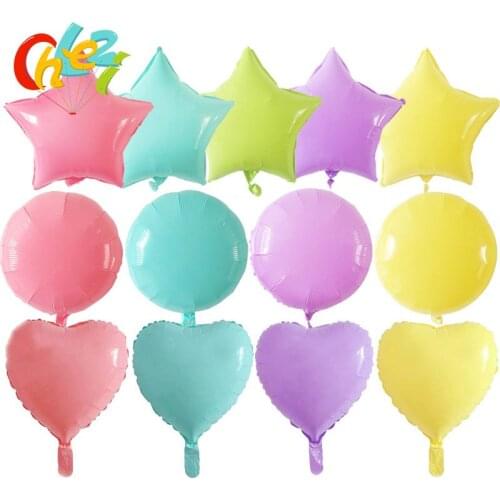 10pcs 18inch Candy macarons Foil balloon Heart star Round Aluminum film balloon Wedding baby birthday party decoration supplies