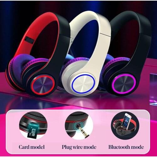 Foldable Wireless Bluetooth Stereo Bass Headset Breathing Light Sports Headphone