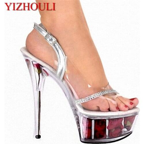 Bride wedding shoes Noble party dresses fish mouth shoes 15cm high with waterproof Taiwan nightclub
