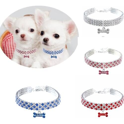 Sparkling Rhinestone Dog Collar Spring Pet Necklace Puppy Jewelry Five Color Available