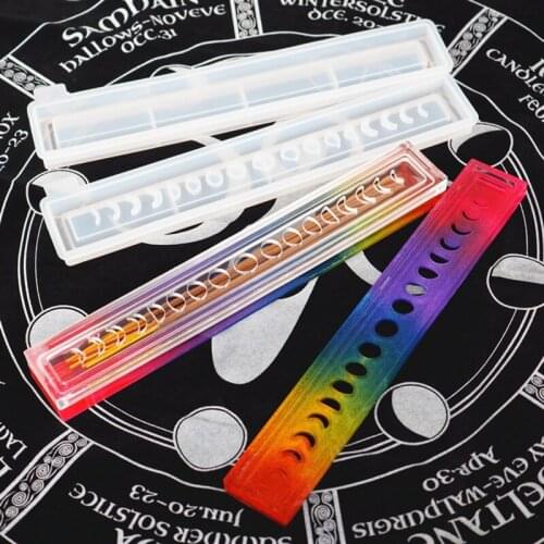 T5UF Moon Phase Incense Box Storage Resin Casting Mold Sun Moon Star Incense Burner Container Mold Incense Sticks Holder Mold