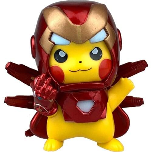 TAKARA TOMY Pokemon pikachu cos Iron Man Thanos snap finger Model figure revenge alliance Car decoration kids birthday toys