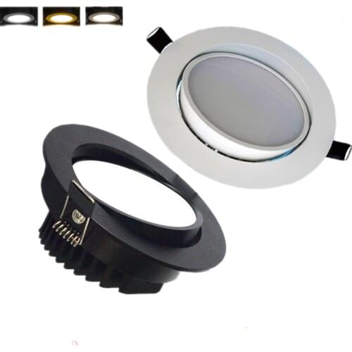 Recessed LED COB Downlight Round Dimmable 5W 7w 9w 12w 15w 18W Spot Light Ceiling Lamp White AC85-265V Aluminum Indoor Lighting