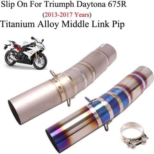 Motorcycle Exhaust Modified Titanium Alloy Side Row Middle Link Pipe 51MM Slip On For Triumph Daytona 675R 2013-2017 Years