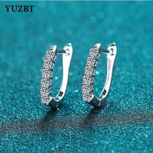 YUZBT Women 925 Silver Total 0.7 Carat Excellent Cut Gemstone Screw Earrings Diamond Test Past D Color Moissanite Stud Earrings