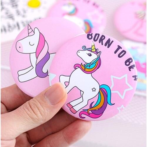 CSHOU141 Make Up Mirror Element Mini Cosmetic Mirror Round Women Round Mini Pocket Mirrors Cartoon Patterns Compact Makeup Tool