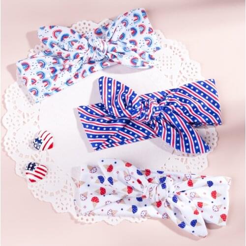 1 Pieces Baby Girl Headband Infant Hair Accessories National Day Rabbit Bunny Ear Bows Newborn Headwear Headwrap Gift Toddlers