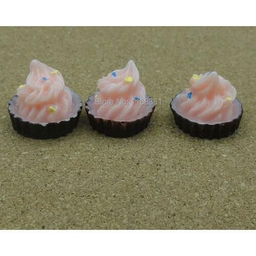 1pcs/lot resin pink Icecream plate cake 15mm Cabochons Scrapbooking Hair Bow Center Card Frame Making Craft DIY B010-9