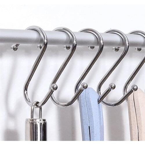 10pcs Stainless Steel S-Shape Hook Kitchen Bedroom Multi-function Railing S Hanger Hook Clasp Holder Hooks Hanging Storage Tools