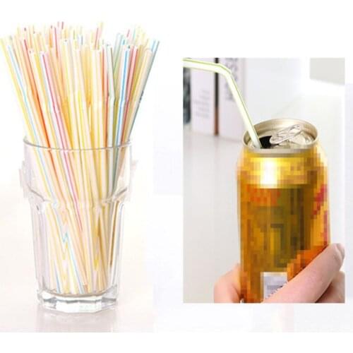 100/200Pcs 21cm Colorful Disposable Plastic Curved Drinking Straws Wedding Birthday Party Bar Drink Accessories