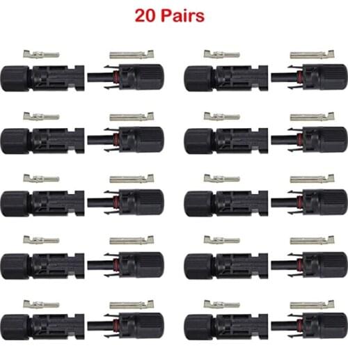 20 Pairs Solar Connector Male and Female Solar Panel Connector for Solar Cable Suitable Cable Cross Sections 2.5mm2~6.0mm2 IP67