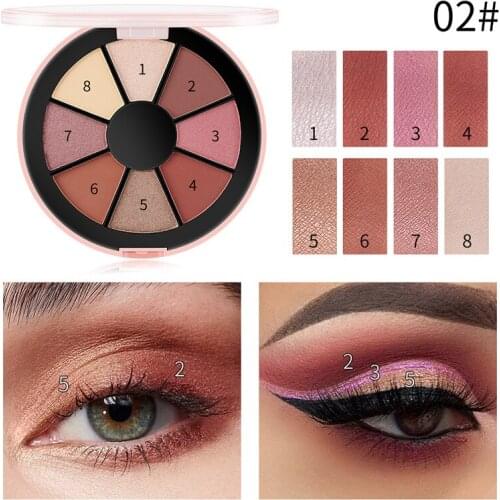 2021 8 Color Round Eye Shadow Palette Natural Glitter Earth Pearly Matte Eye Shadow Shimmer Lasting Waterproof Eye Makeup SSw