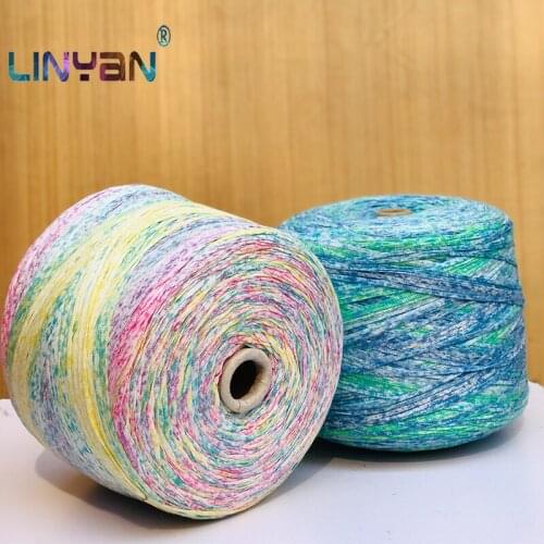 500g /lot 100% Cotton color braided Hollow yarn overlength Spray dyeing pure cotton thread 3.5~4 mm rainbow Doll hat line ZL52