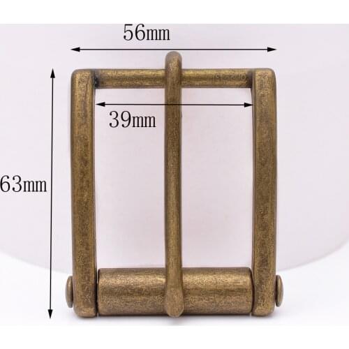 63*56MM (INNER 39 MM) Novelty Mens Retro Solid Brass Single Prong Pin Metal Roller Belt Buckle 1-1/2"
