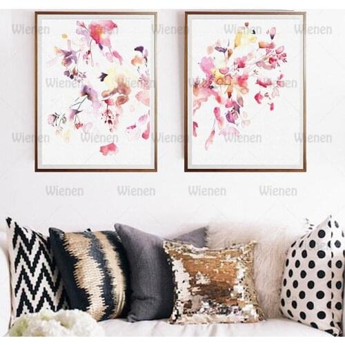 Abstract Floral Canvas Painting Nordic Modern Wall Art Watercolor Flower Posters and Prints Pictures for Living Room Decoration