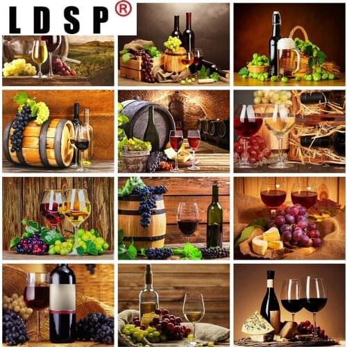 LDSP Diamond Painting Full Square Wine Diamond Embroidery Grape Cross Stitch Picture Of Rhinestones Kitchen paliting Home Decor