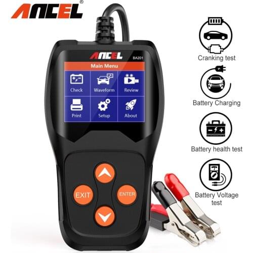 Ancel BA201 OBD2 Professional Battery Tester Cranking Load Charging Test Print Data 12 Volt Car Battery Charger Auto Scan Tools