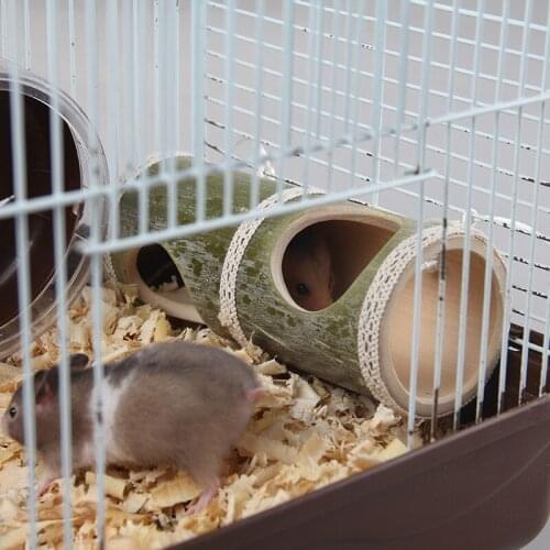 Bamboo Tube Hamster Nest Wooden Tunnel Toy Summer Heat Dissipation Aisle Animal Round DIY Mat Guinea Pig Small Pet Supplies