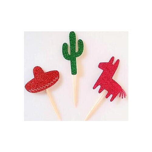 Glitter Fiesta wedding birthday cupcake toppers party cake decoration doughnut food picks