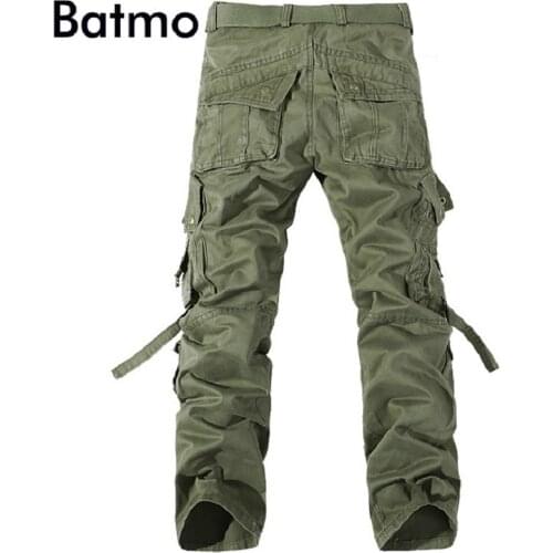 Batmo 2018 new arrival autumn high quality cotton Military green cargo pants men,mens Military trousers,plus-size 28-42 018
