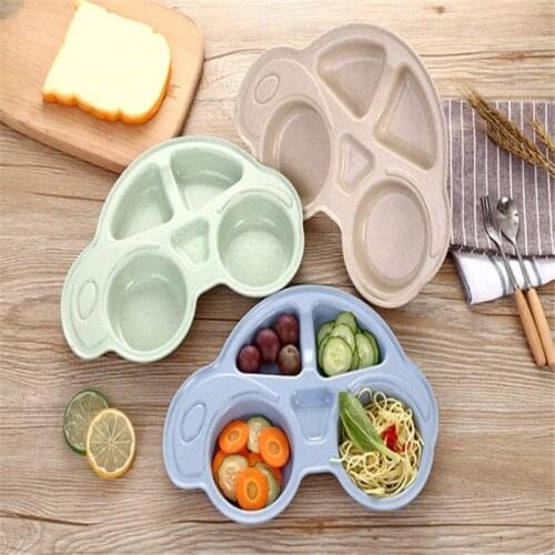 Toddler Infant Baby Dishes Cartoon Car Shape plate Environmentally Separated Child Food Plates Kids Dinnerware Tableware Tray