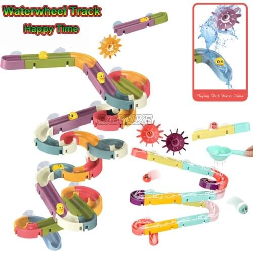 Bath Toys Baby Bathroom Duck DIY Track Bathtub Kids Play Water Games Tool Bathing Shower Wall Suction Set Bath Toy for Children