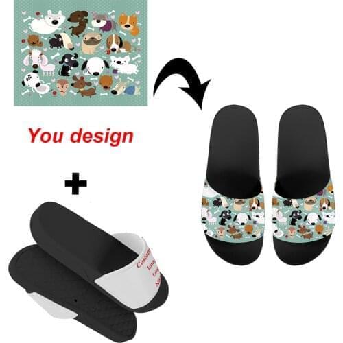 Doginthehole 2020 Fashion Women Men New Slip On Slide Sandals 3D Customize Print Summer Slippers Home Casual Footwear Soft Shoes