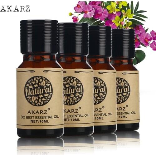 AKARZ Famous brand Lavender Sandalwood Vanilla Almond essential oil For Aromatherapy Massage Spa Bath skin face care 10ml*4