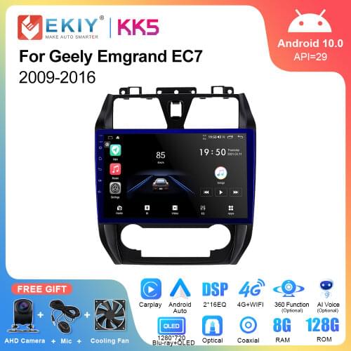 EKIY QLED 9'' Android 10 Car Radio For Geely Emgrand EC7 2012-2013 Navigation GPS Autoradio Stereo Audio Video Multimedia Player