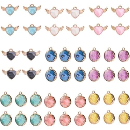 10pcs/set Enamel Metal Moon Universe Planet Wing Heart Charms Girls Women DIY Necklace Pendant Jewelry Accessory Findings