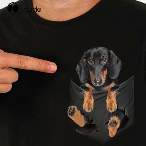 Dachshund Inside Pocket T Shirt Black Fashion 3D T Shirt Hot 2019 Man Clothes Fashion Casual Male Tees