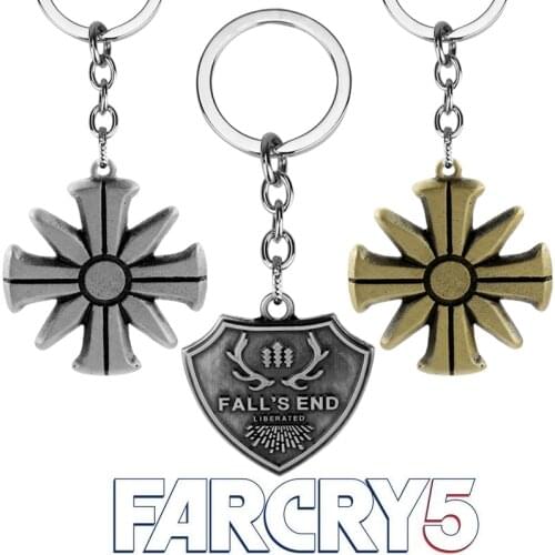 Game Trinket Keychain Far Cry 5 CULT Logo Pendant Keyrings Men Women Falls End Key Chains Bag Car keyholder