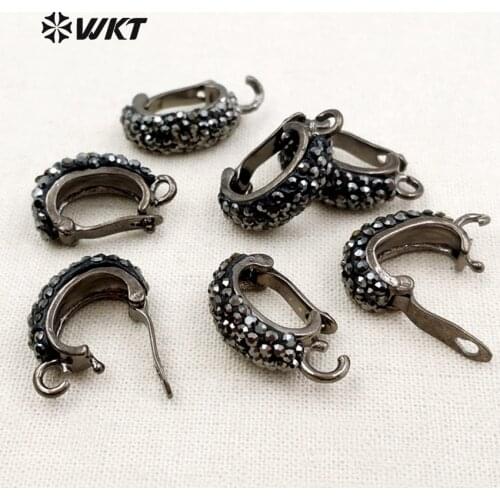 JF279 WKT Wholesale Classic Handmade Clip Earring Findings With Ancient silver Rhinestone Pave Fashion Earring Making