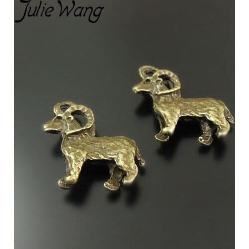 JulieWang 40pcs/pack Zinc Alloy Ancient Blue Ranch Plateau Natural Style Goat Jewelry Accessories Pendant For Animal Lovers