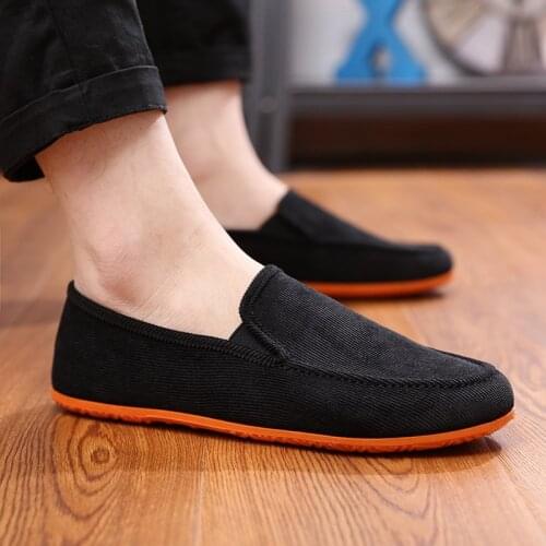 Mens Variety of Color Canvas Peas Shoes Trendy Lazy Casual Large Size 38-45 Driver Shoes Mens Vulcanized Shoes Men Sneakers