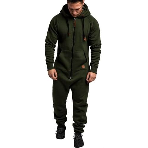 Jumpsuit Men Quality Pajamas Onesie Adults Winter Homebre Splicing Casual Hoodie Print Zipper Print Sleepwear Hooded Jumpsuits