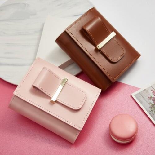 1PC Women Short Wallet PU Leather Three-Fold Card Holder Money Bag Clip Multi-Function Hasp Ladies Coin Purse Female Clutch