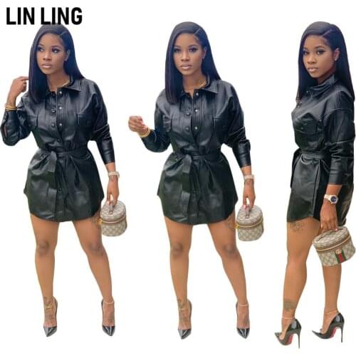 Fashion Trend Black Leather Jacket Motorcycle Suit Belt Waist Leather Coat Medium Length Windbreaker