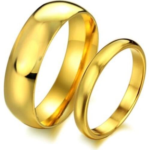 Fashion Jewelry 316L Stainless Steel Rings Gold Glossy Circle Simple Couple Rings Wedding Rings Engagement Rings GJ316