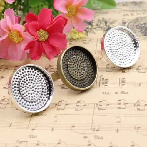 Fit 25mm Cabochons Metal Alloy Round Blank Tray Setting Bezel Cabochon Ring Base For DIY Making Ring accessory 5pcs K05330