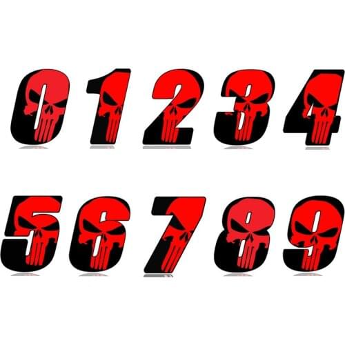 Car stickers, motorcycle decals Racing Number skull decorative accessories,to cover scratches sunscreen waterproof PVC.15cm