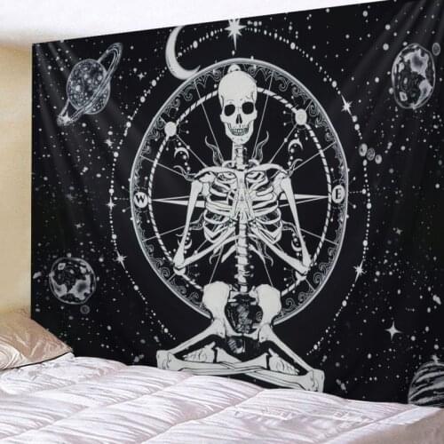 SKULL Print Wall Tapestry Tapestries Wall Hanging Flower Psychedelic Tapestry Wall Hanging Decor Halloween Deco