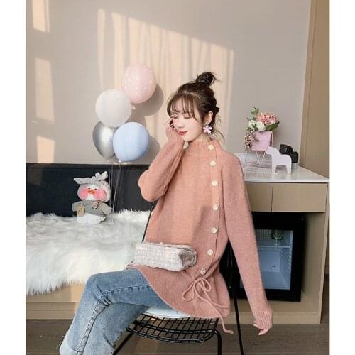 2021 New Korean Pullover Autumn Winter Clothes Girl Loose Sweet Knitted Sweater Women Long Sleeve Round Collar Fashion Tops