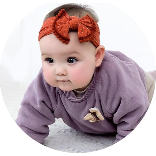 New Fashion Dot Baby Nylon Headbands Edging ball Nylon Bow Headwrap Knot Girls Hairbands Toddler Turban Baby Hair Accesseries