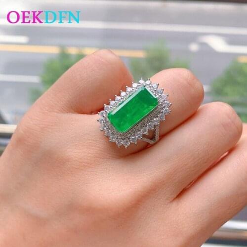 OEKDFN 100% 925 Sterling Silver Rings Women Created Moissanite Emerald Gemstone Wedding Engagement Ring Fine Jewelry Wholesale