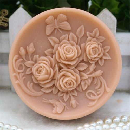Wholesale!!!1pcs Butterfly and Rose (zx295) Silicone Handmade Soap Mold Crafts DIY Moulds