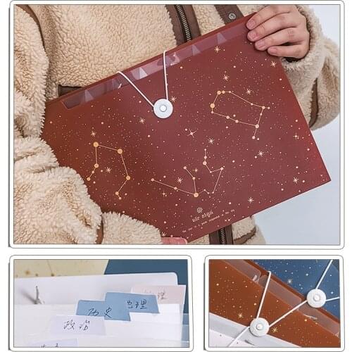 A4 8-layer File Folder Hot Stamping Constellation Large Capacity Test Paper Storage Bag Information Bag Student Office Supplies