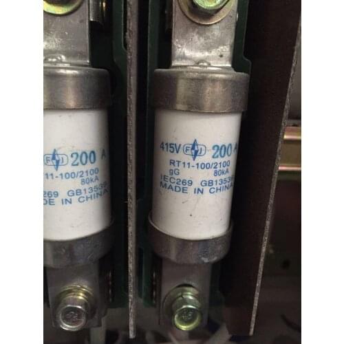 Fuses: RT11-100/2100 200A 415V gG / RT15-100/2100 100A 415V / RT11-100/2100 160A 415V / RT11-200/2200 160A 200A 415V gG