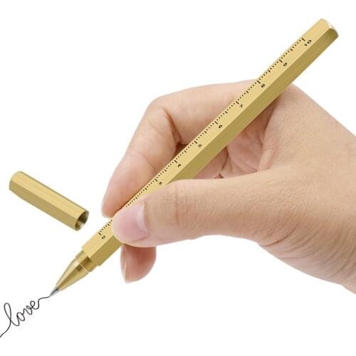 Office Pen 0.5mm Luxury Black Brass Superfine Gel Pens Roller ball pen Creative Business Writing Ink Signing Pen School Supplies
