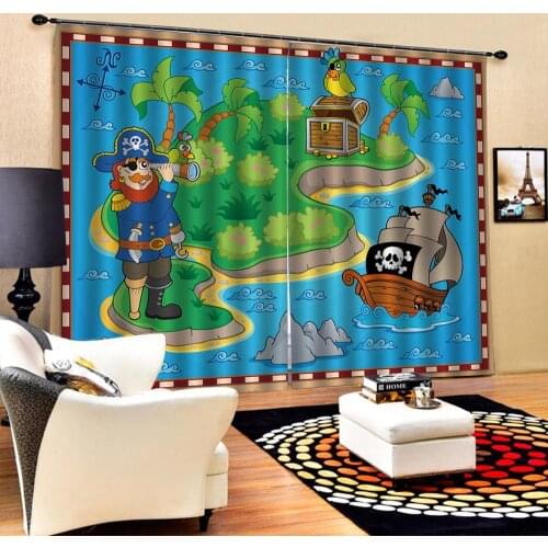 Blue curtains for bedroom living room 3D Curtain Printing Blockout Polyester Photo cartoon curtains
